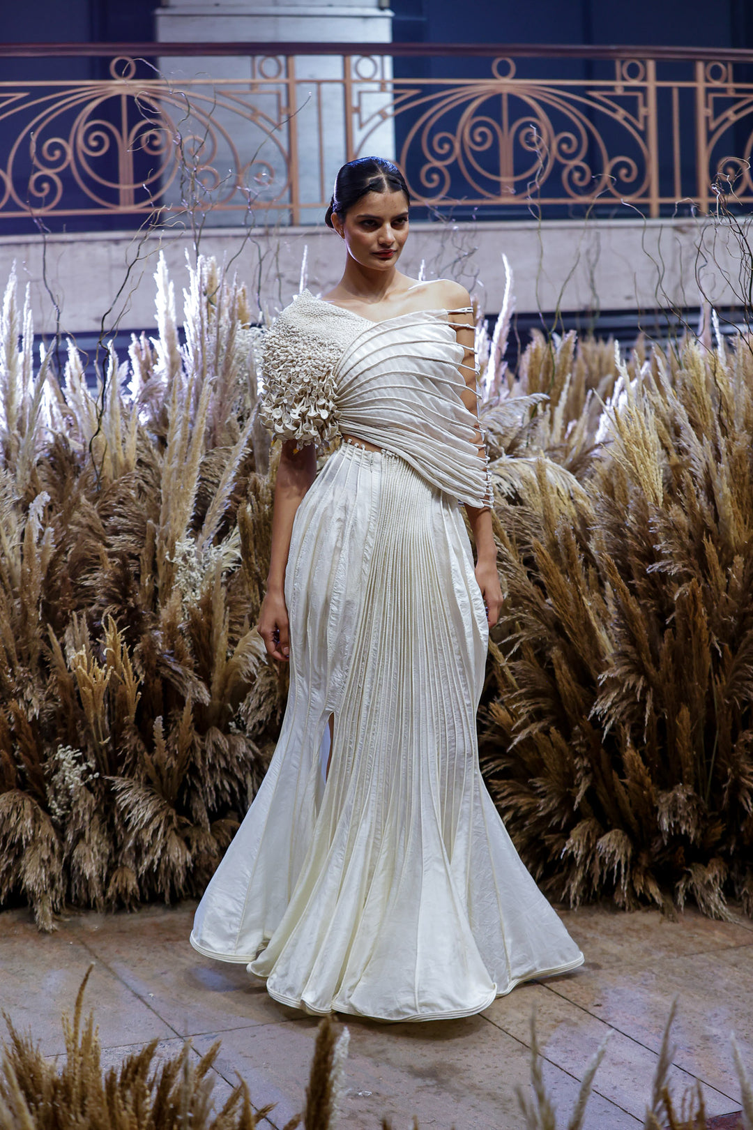 Corded Wave Slit Skirt