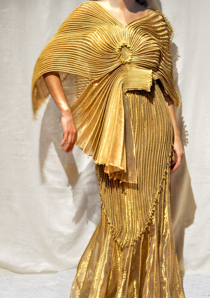 Metallic Silk Floral Corded Top