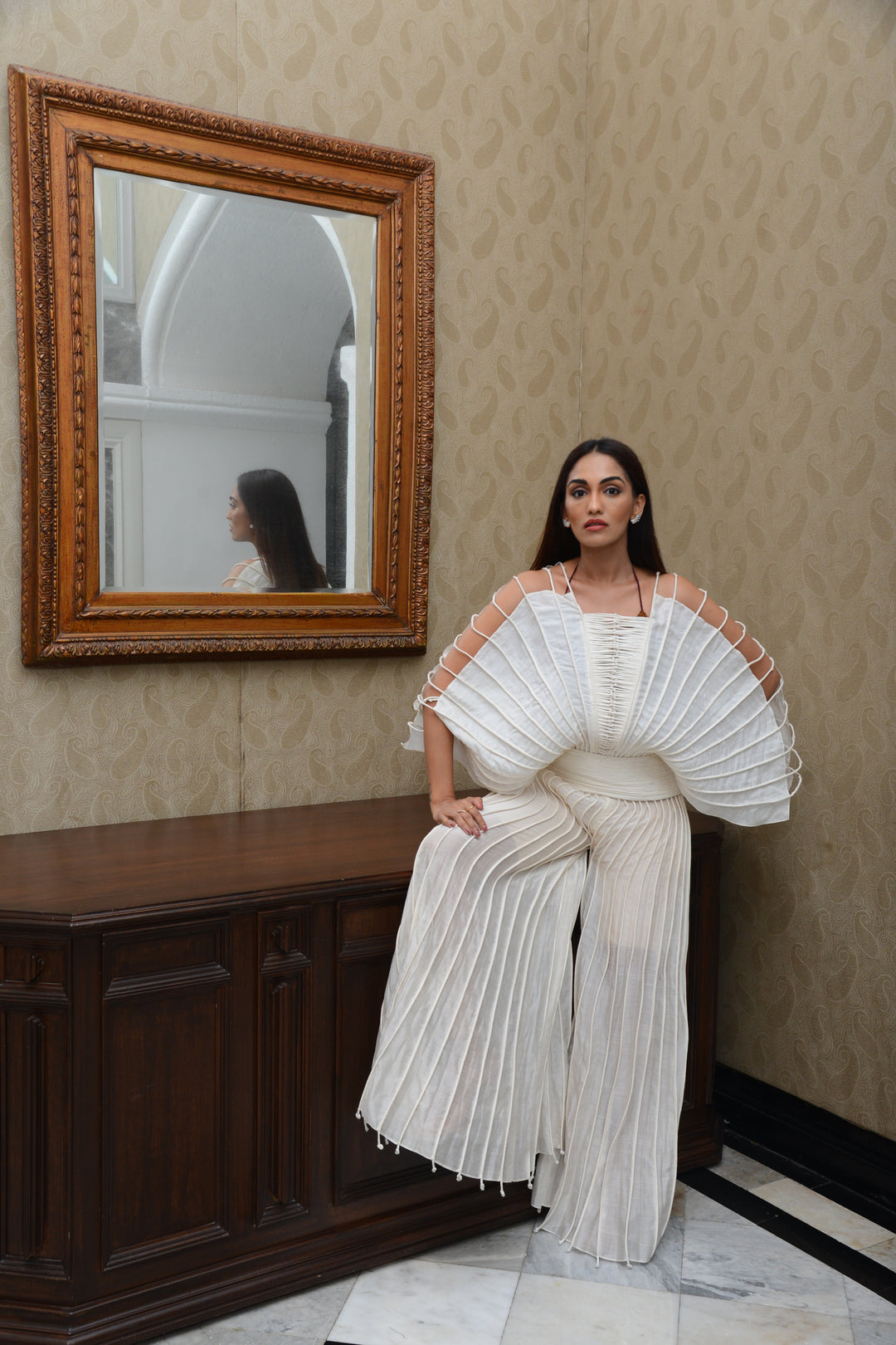 Corded Cape with Tapered Waist