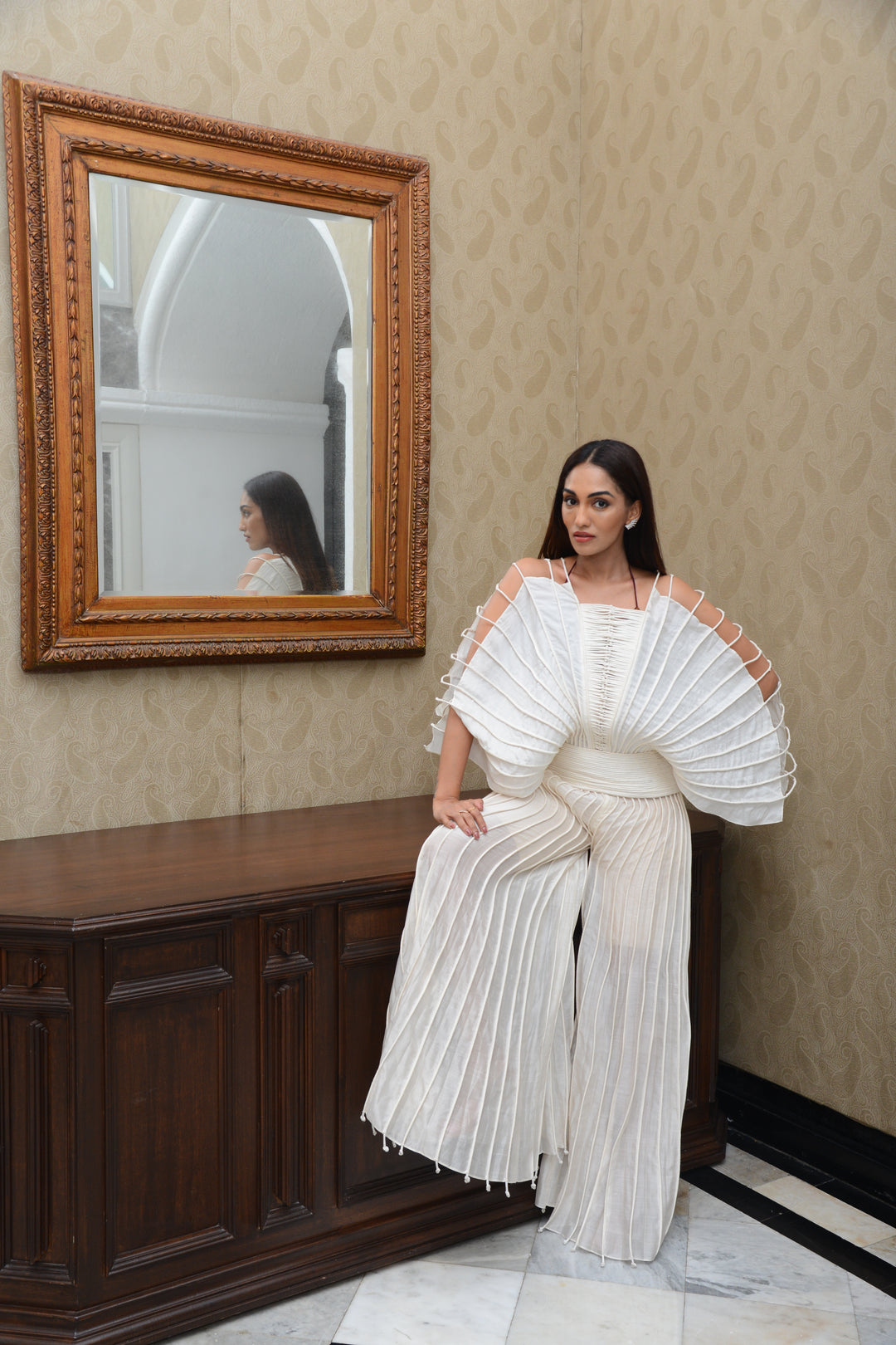 Corded Cape with Tapered Waist