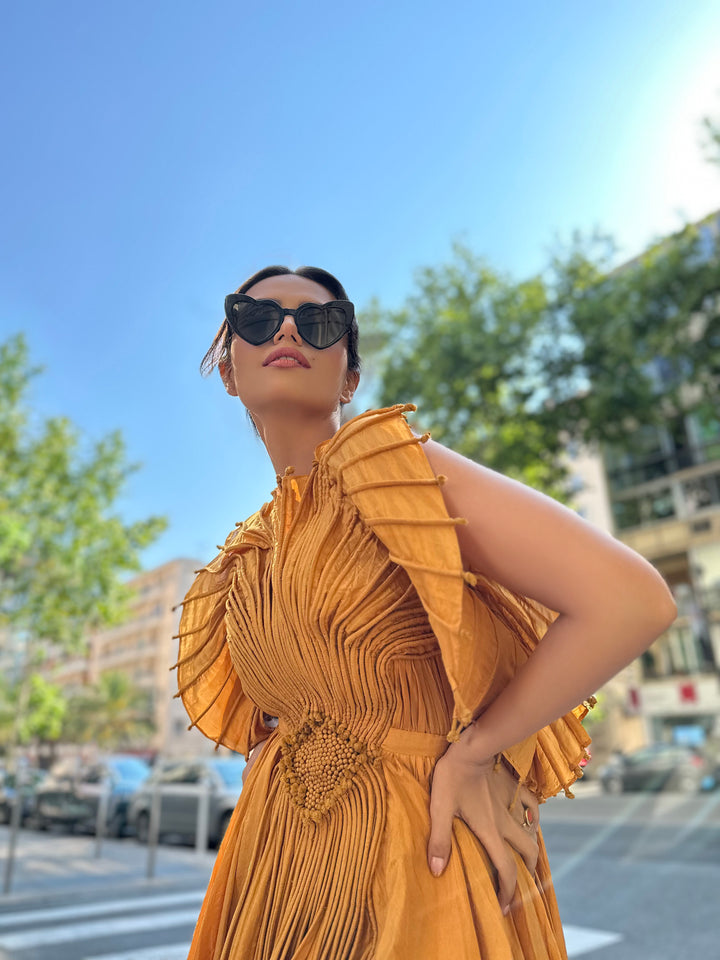 Mustard Yellow Corded Day Dress