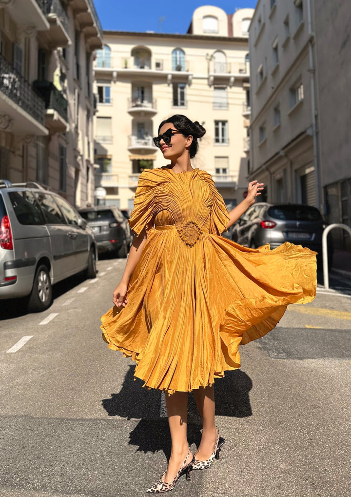 Mustard Yellow Corded Day Dress