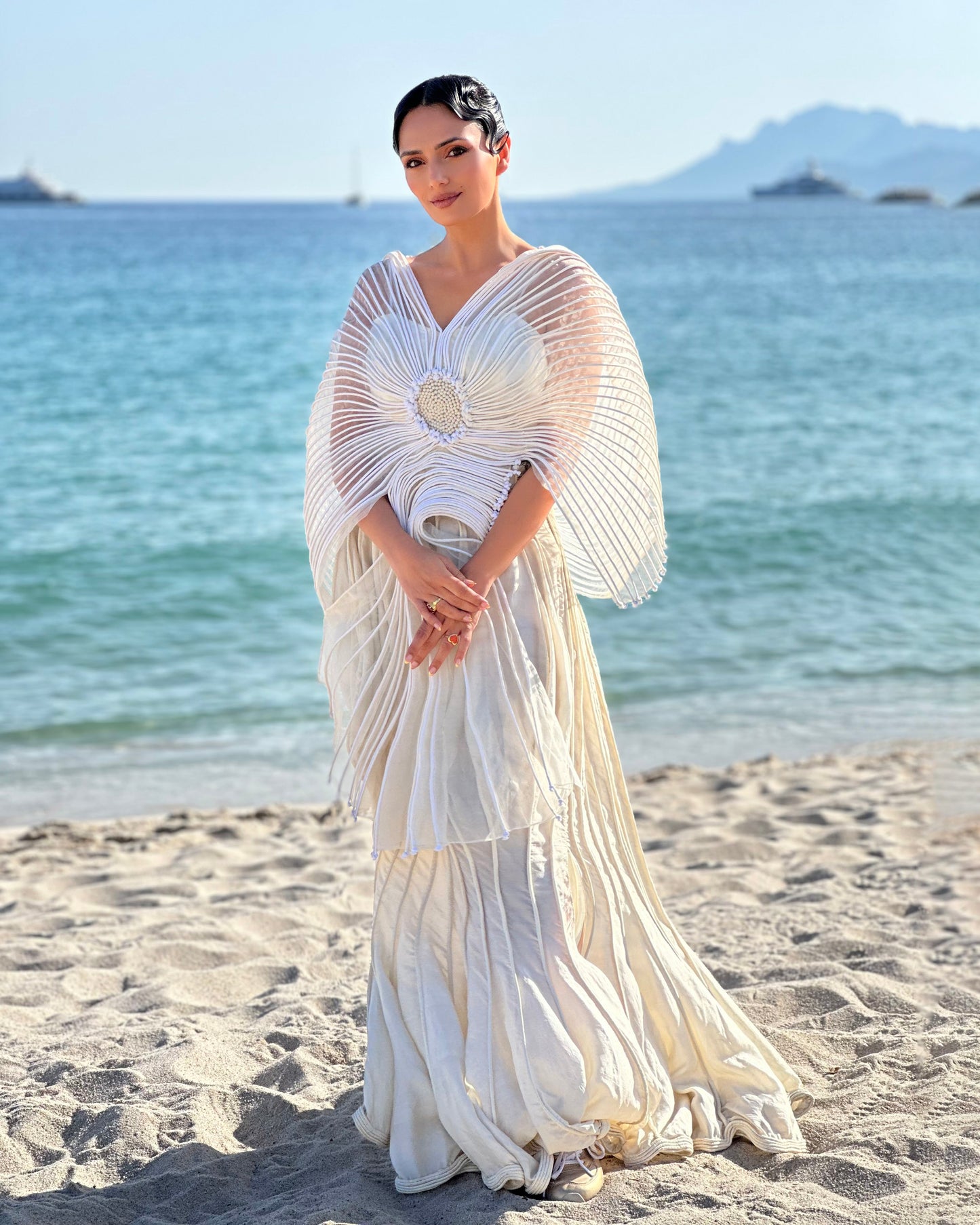 Roshni Chopra - Off White Corded Flower Top and Corded Skirt