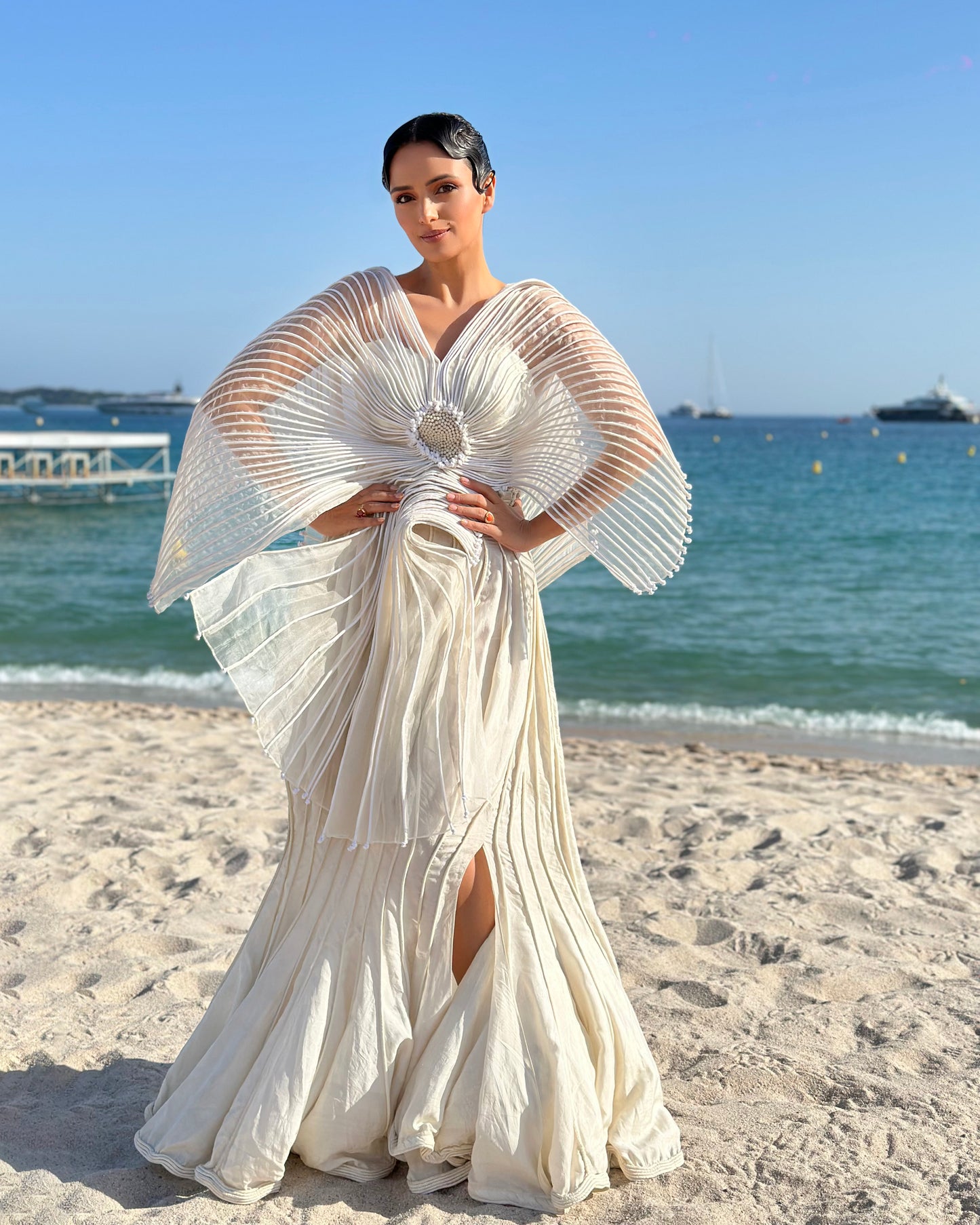 Roshni Chopra - Off White Corded Flower Top and Corded Skirt