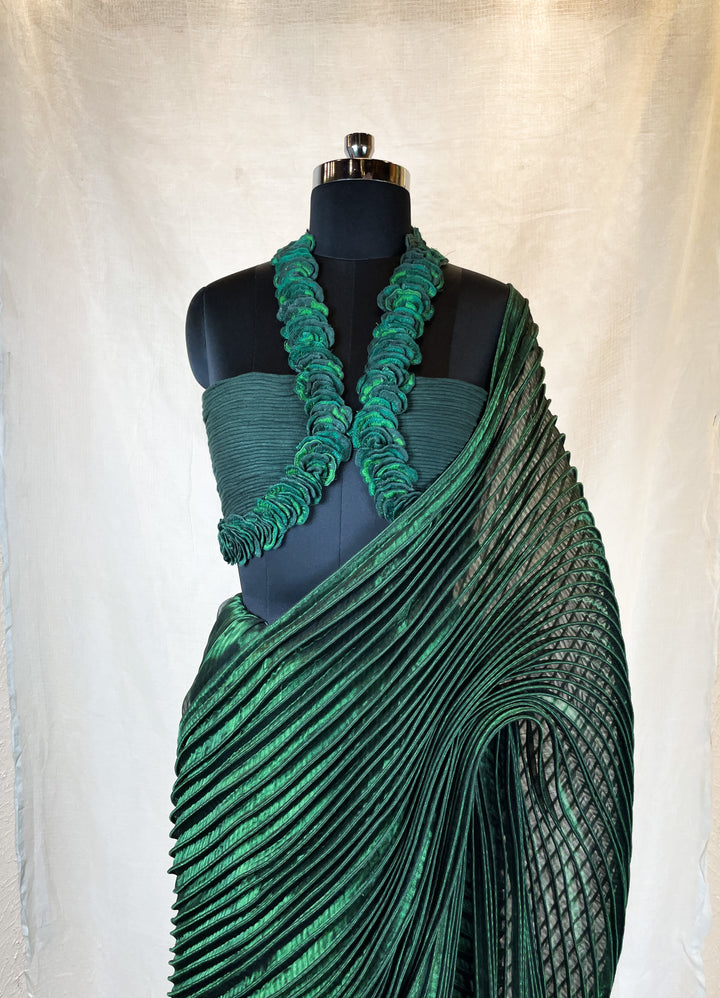 Metallic Green Saree with Blouse