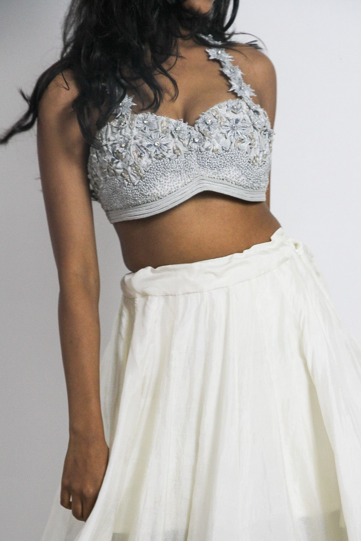 Silver Embroidered Tube Top