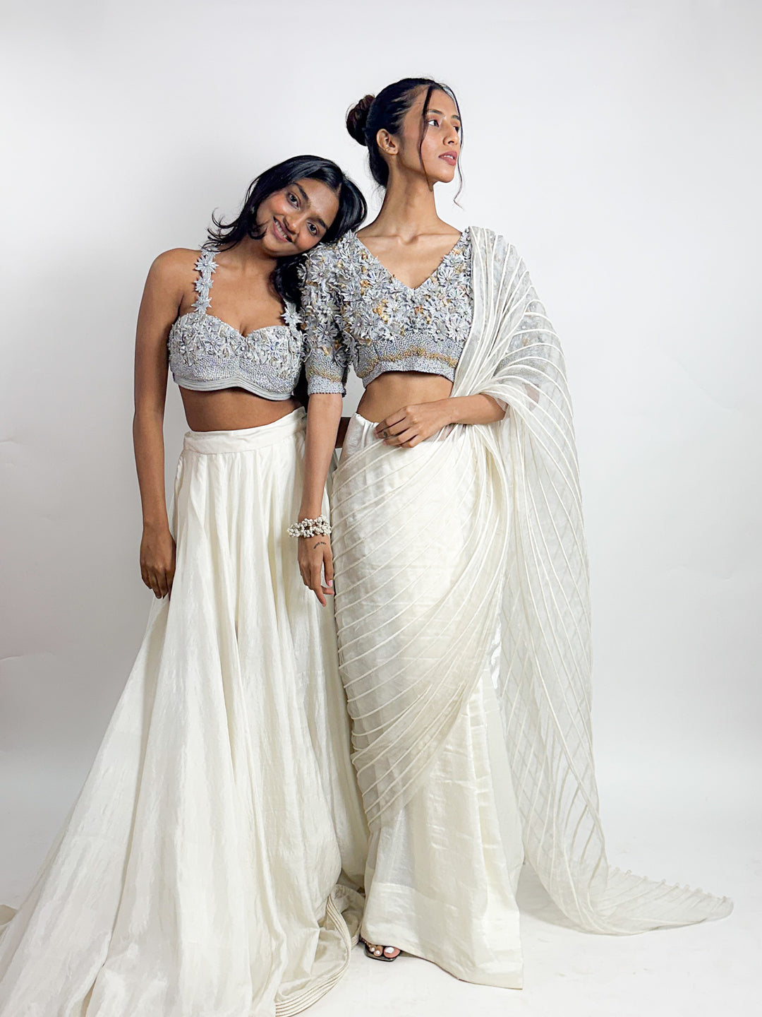 Silver Embroidered Tube Top