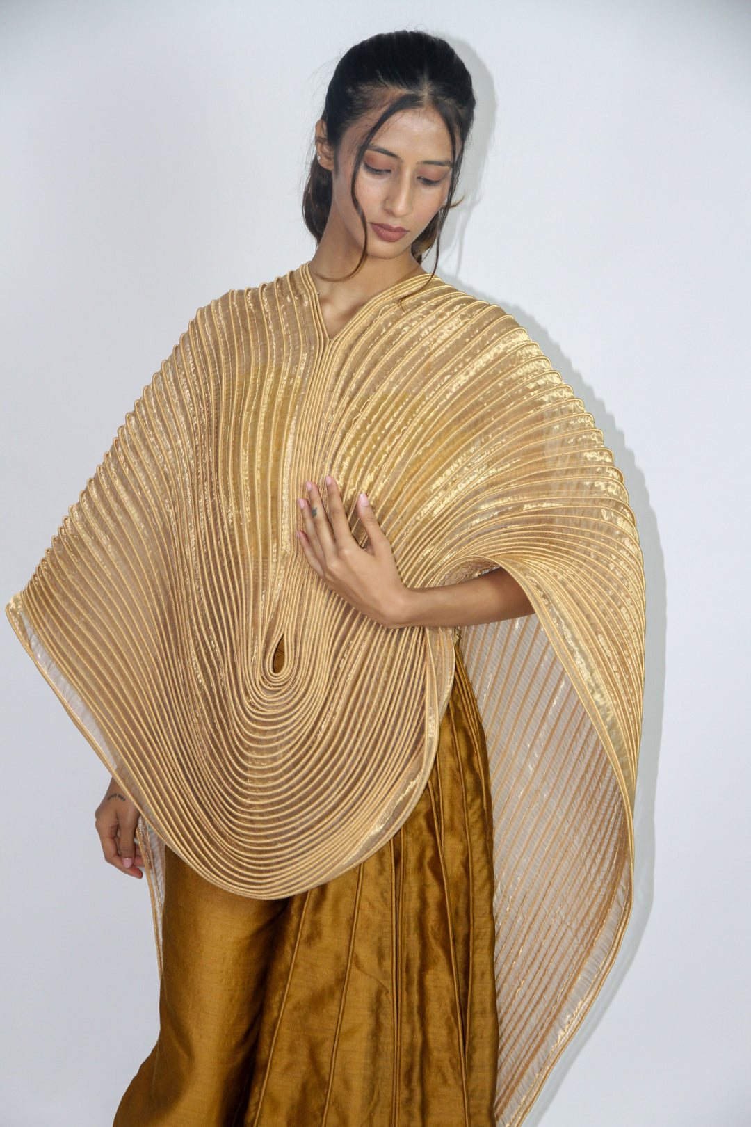 Metallic Golden Dupatta Cape