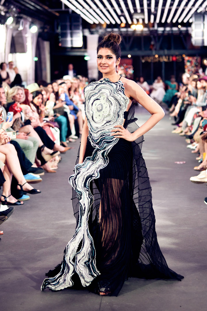 B&W Abyss Drape Gown
