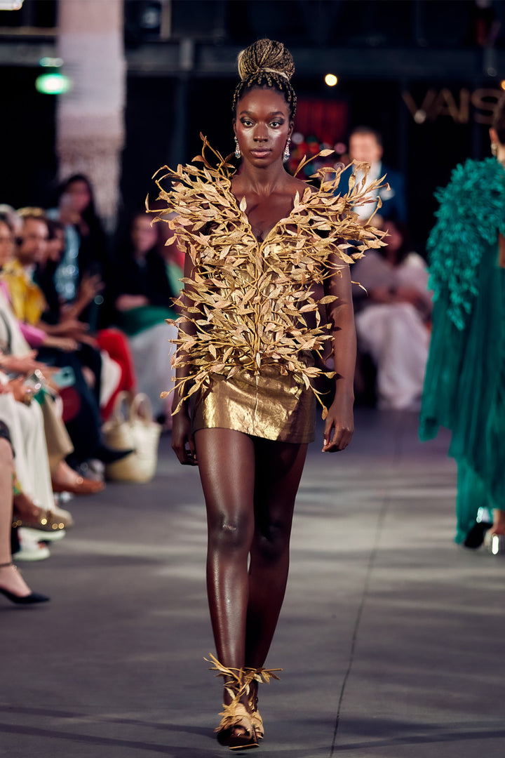 Rib Mini Gold Dress