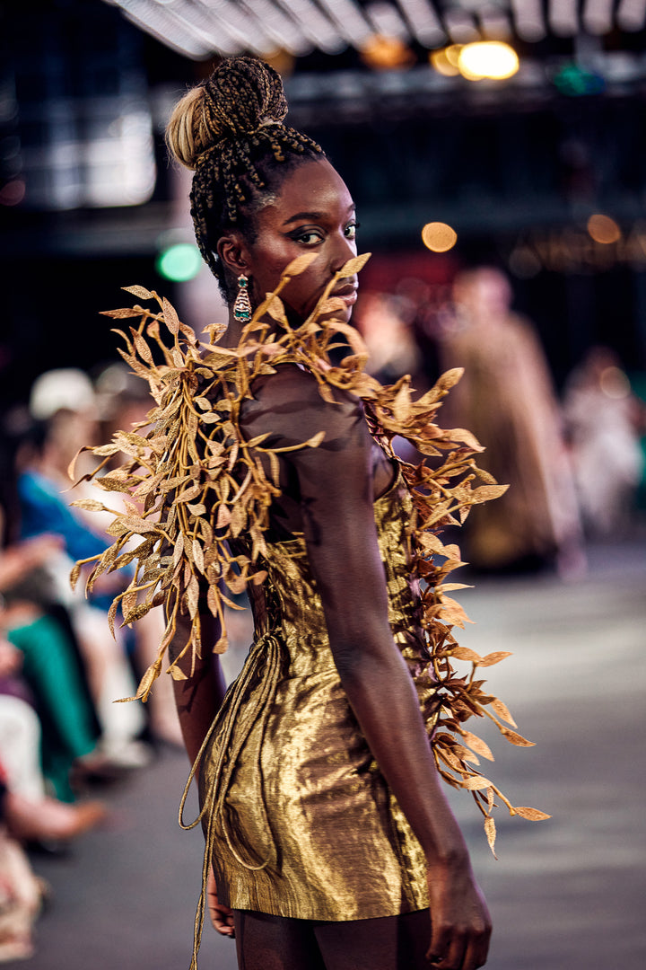 Rib Mini Gold Dress