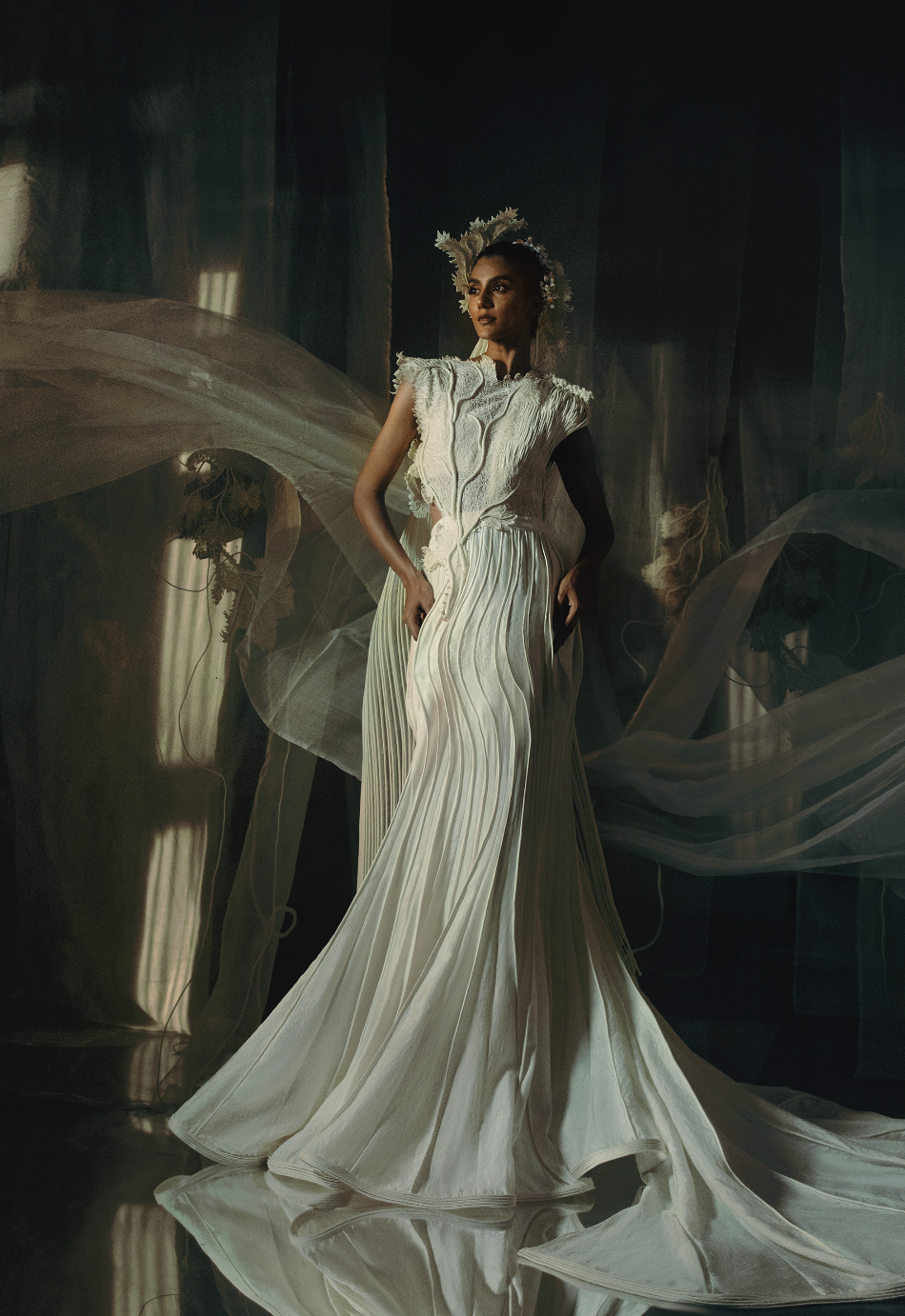 Trail Gown with Corals and Cording