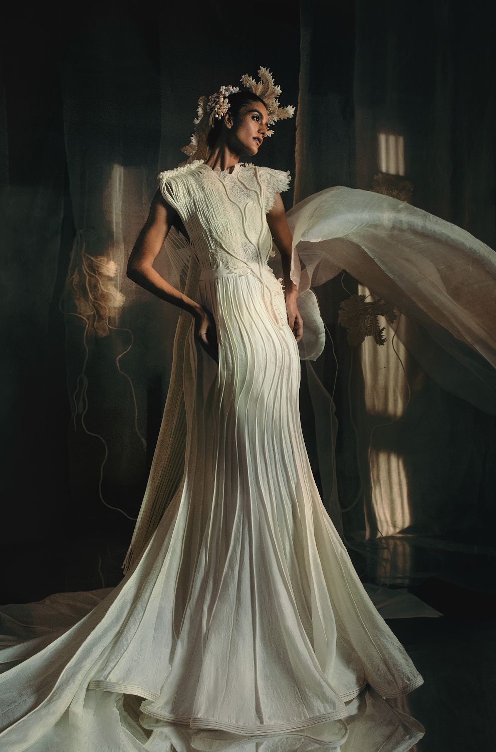 Trail Gown with Corals and Cording