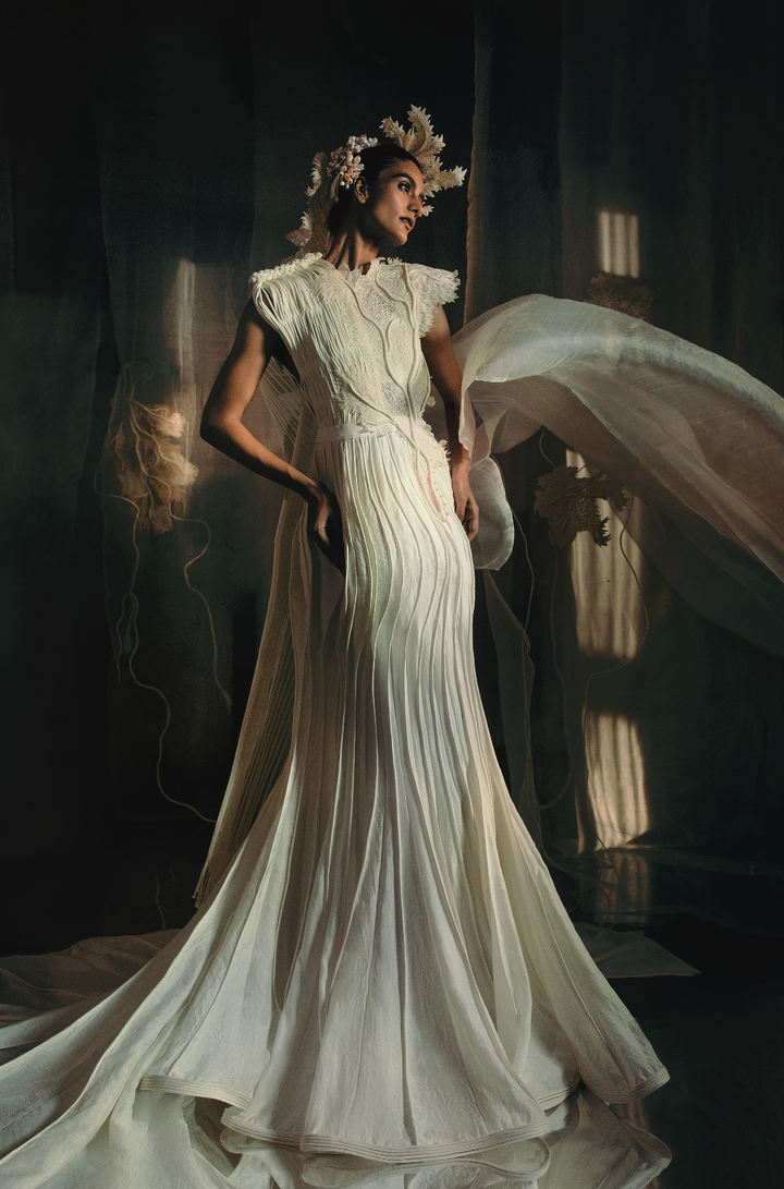 Trail Gown with Corals and Cording