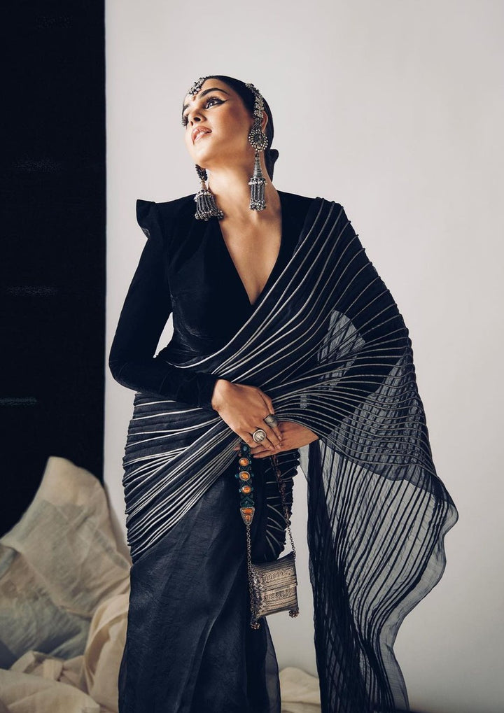 Contrast Corded Silk Saree