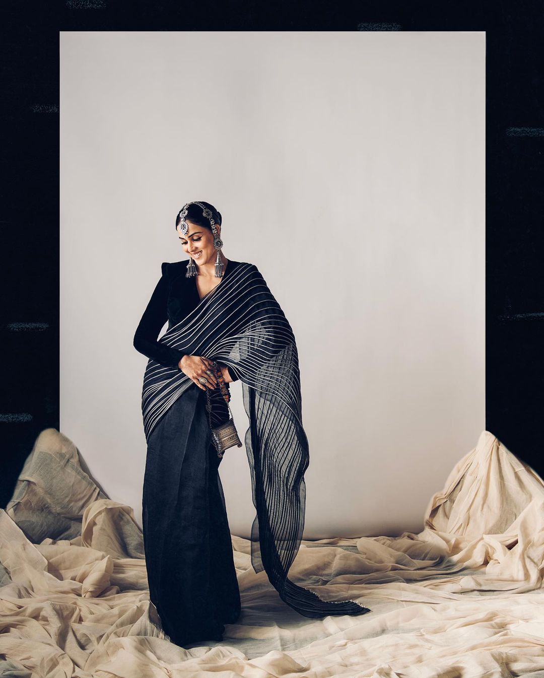 Contrast Corded Silk Saree