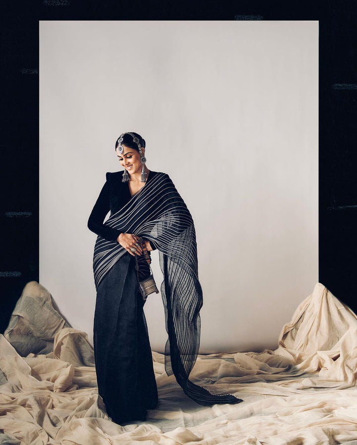 Contrast Corded Silk Saree