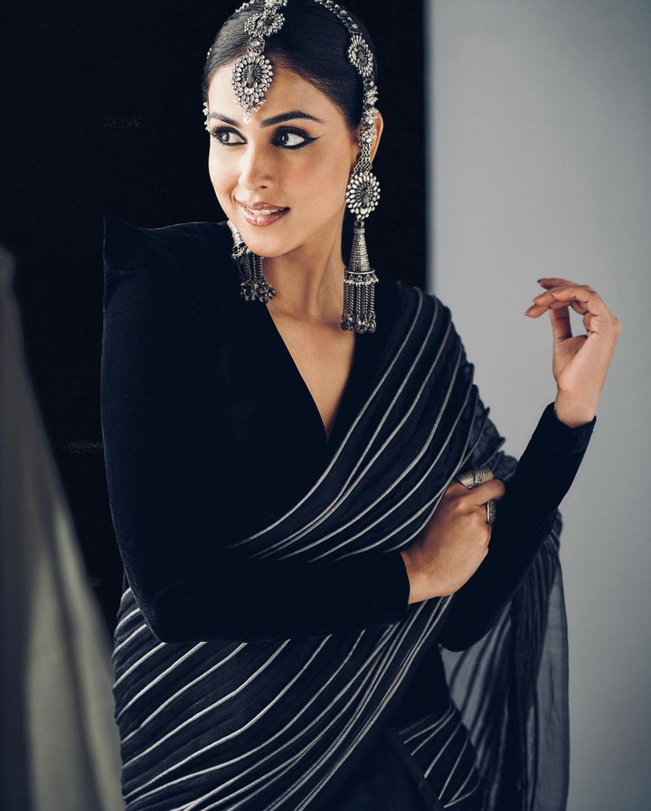 Contrast Corded Silk Saree