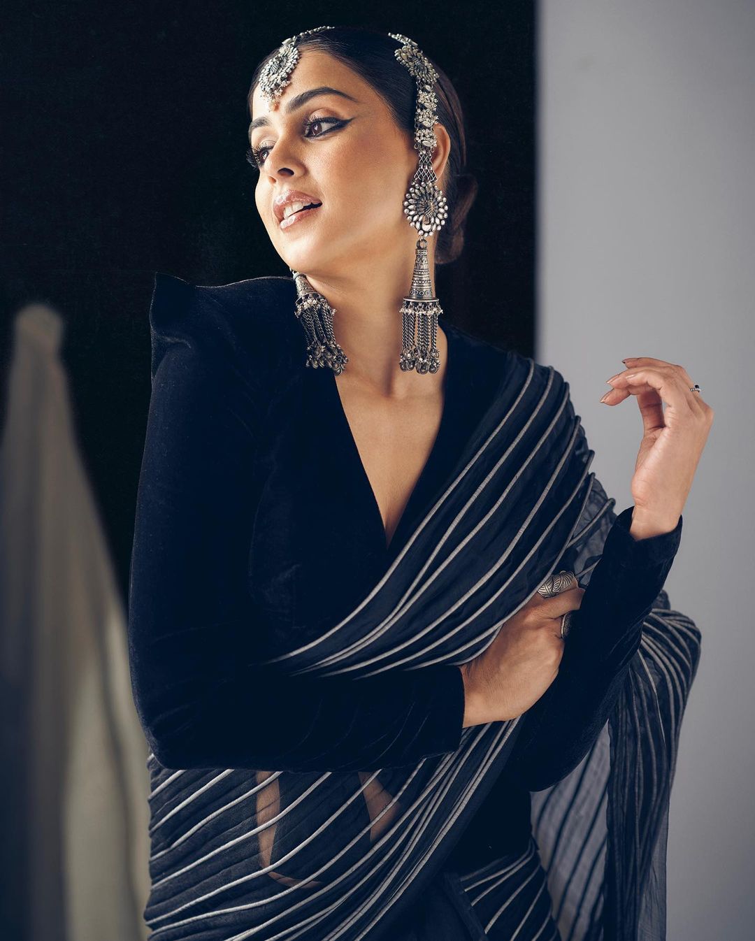 Contrast Corded Silk Saree