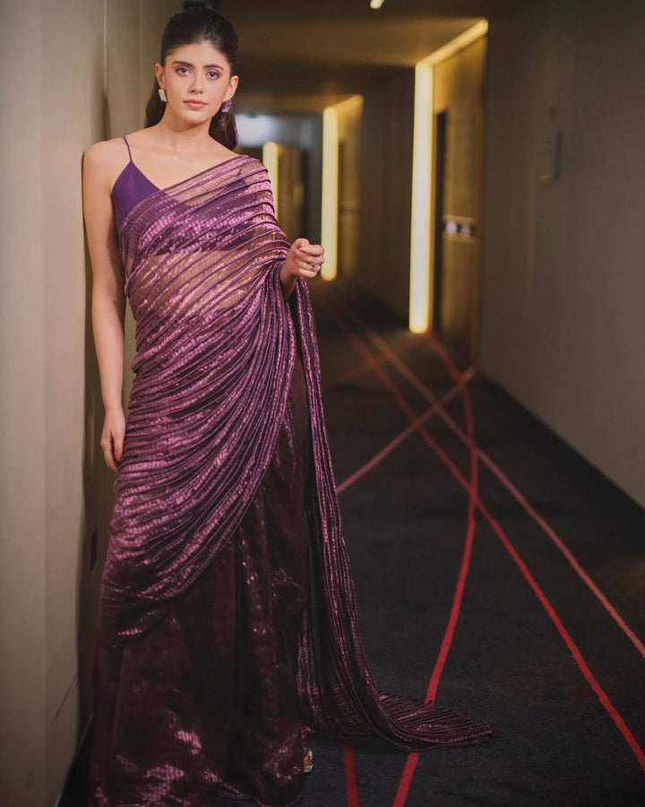 Metallic Silk Purple Saree