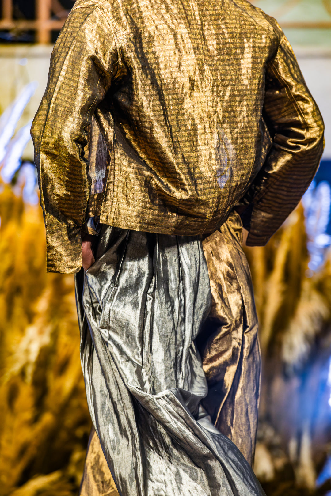 Metallic Gold flared trousers