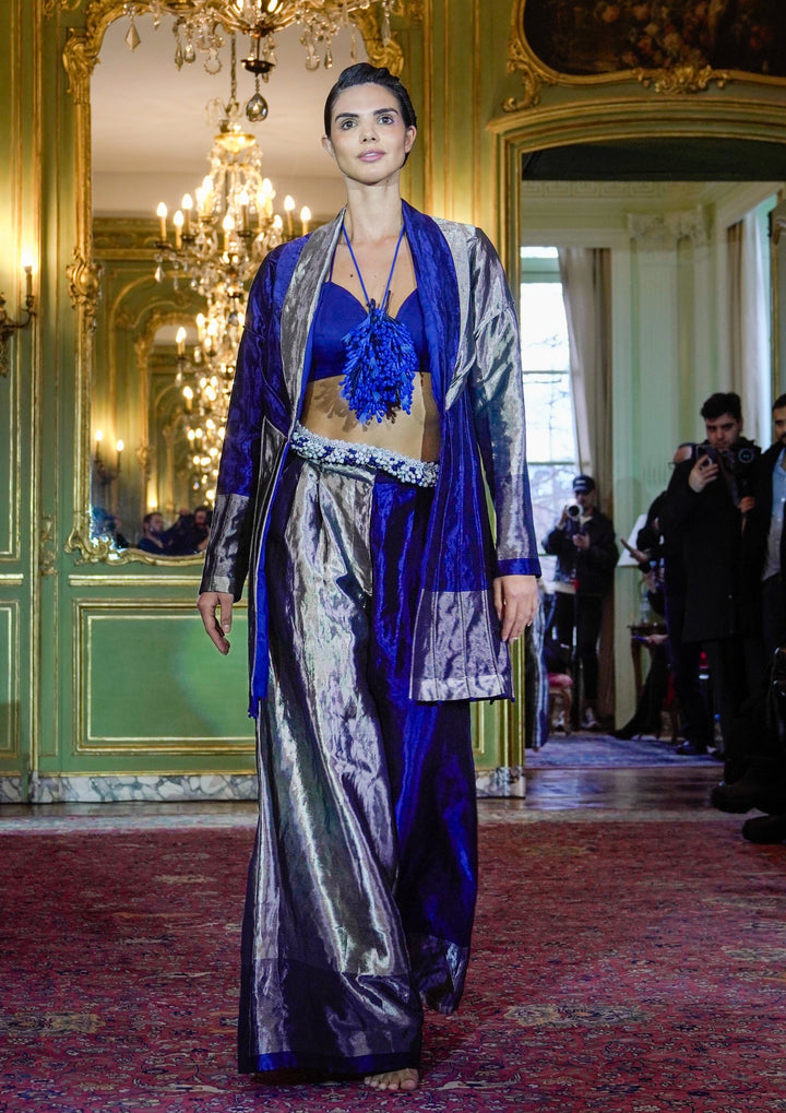 Dual Tone Shimmering Jacket & Trouser Set