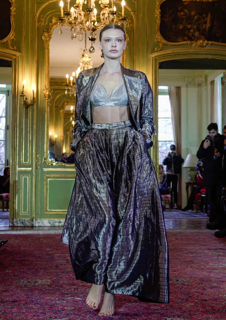 Shimmering Silver Jacket & Trouser Set