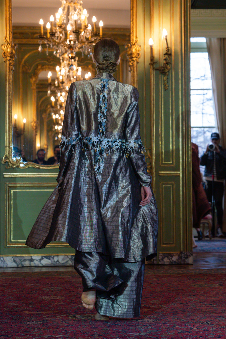 Shimmering Silver Jacket & Trouser Set