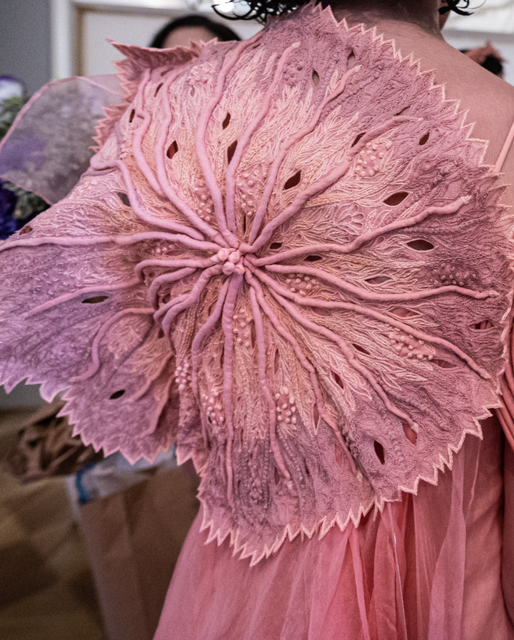 Peach Asymmetric Corded Dress