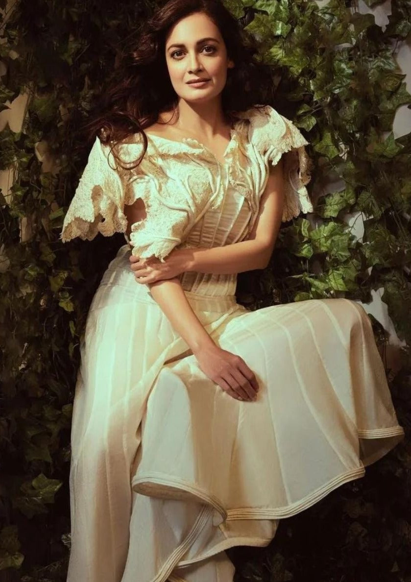 Dia Mirza- Off White Corset Coral Dress