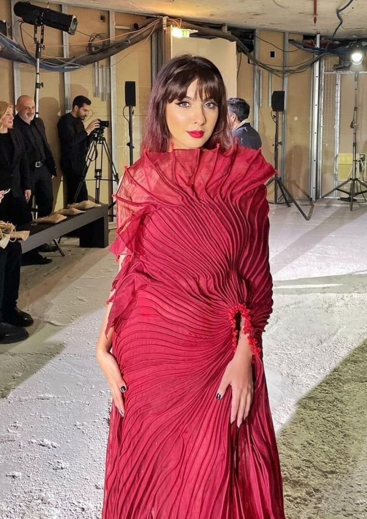 Maroon Corded Dress
