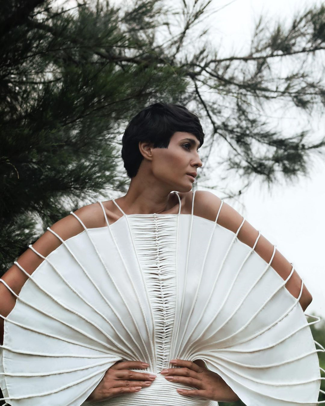 Corded Cape with Tapered Waist