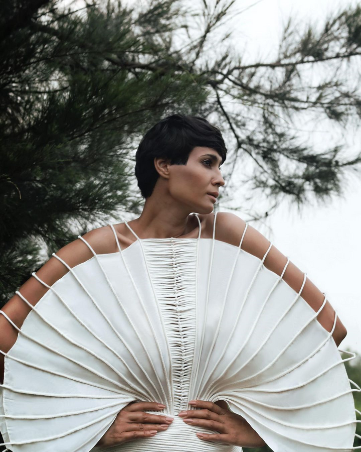 Corded Cape with Tapered Waist