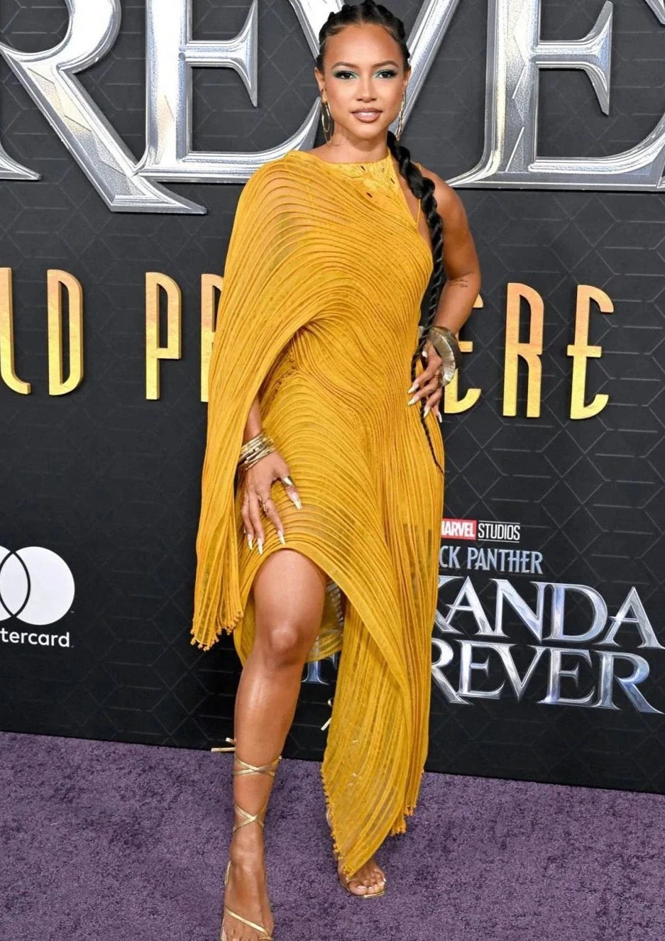 Mustard Corded Asymmetric Dress