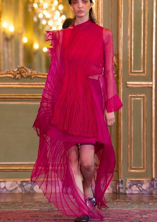Fuchsia Pink Asymmetric Corded Dress Extra Large Fuchsia Pink Asymmetric Corded Dress Extra Large