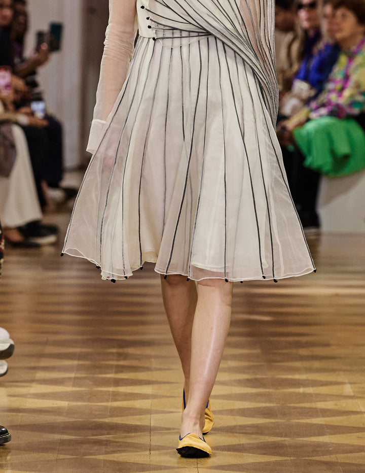 White And Grey Corded Dress