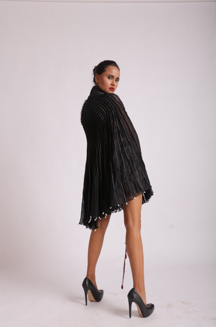 Corded Black Toga Dress