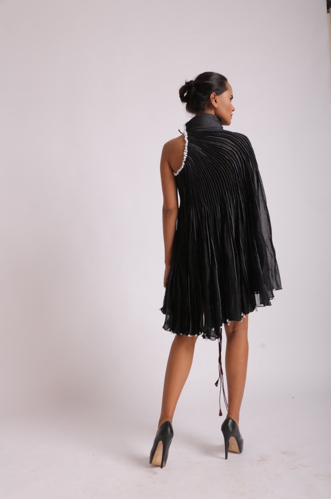 Corded Black Toga Dress