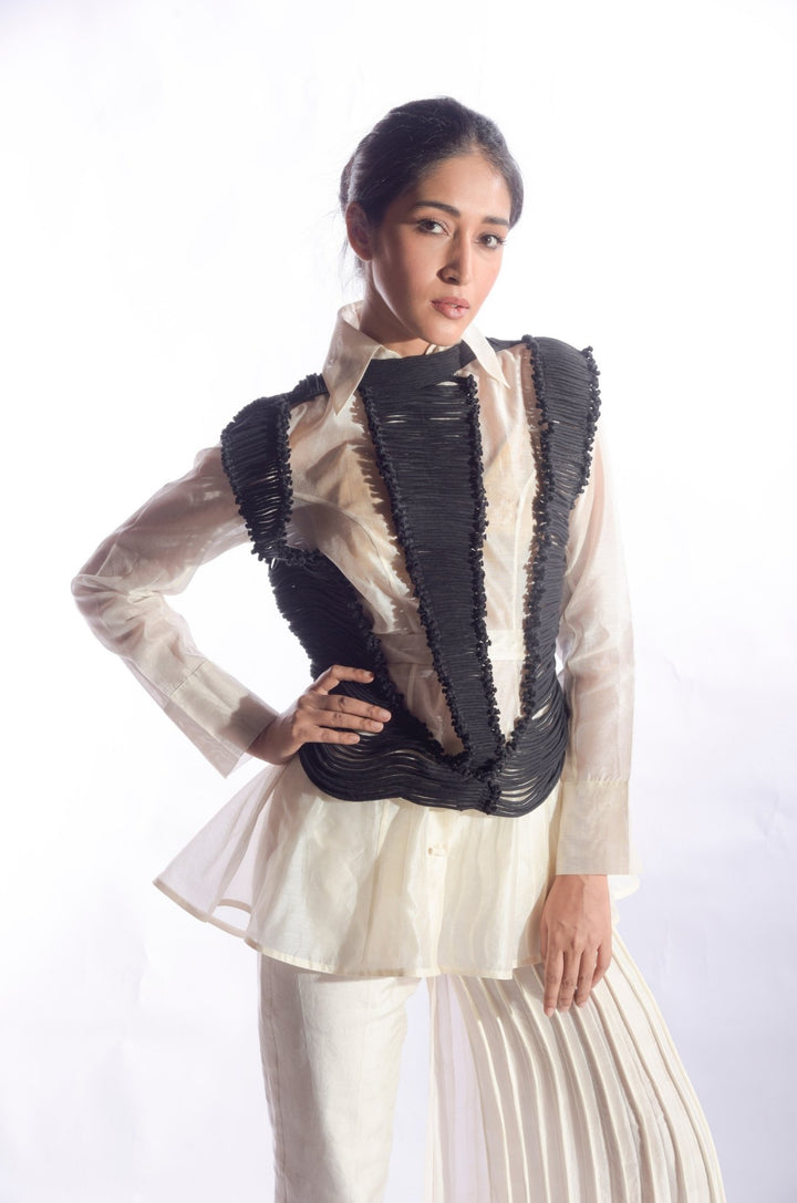 Silk Corded Cut Sleeved Jacket