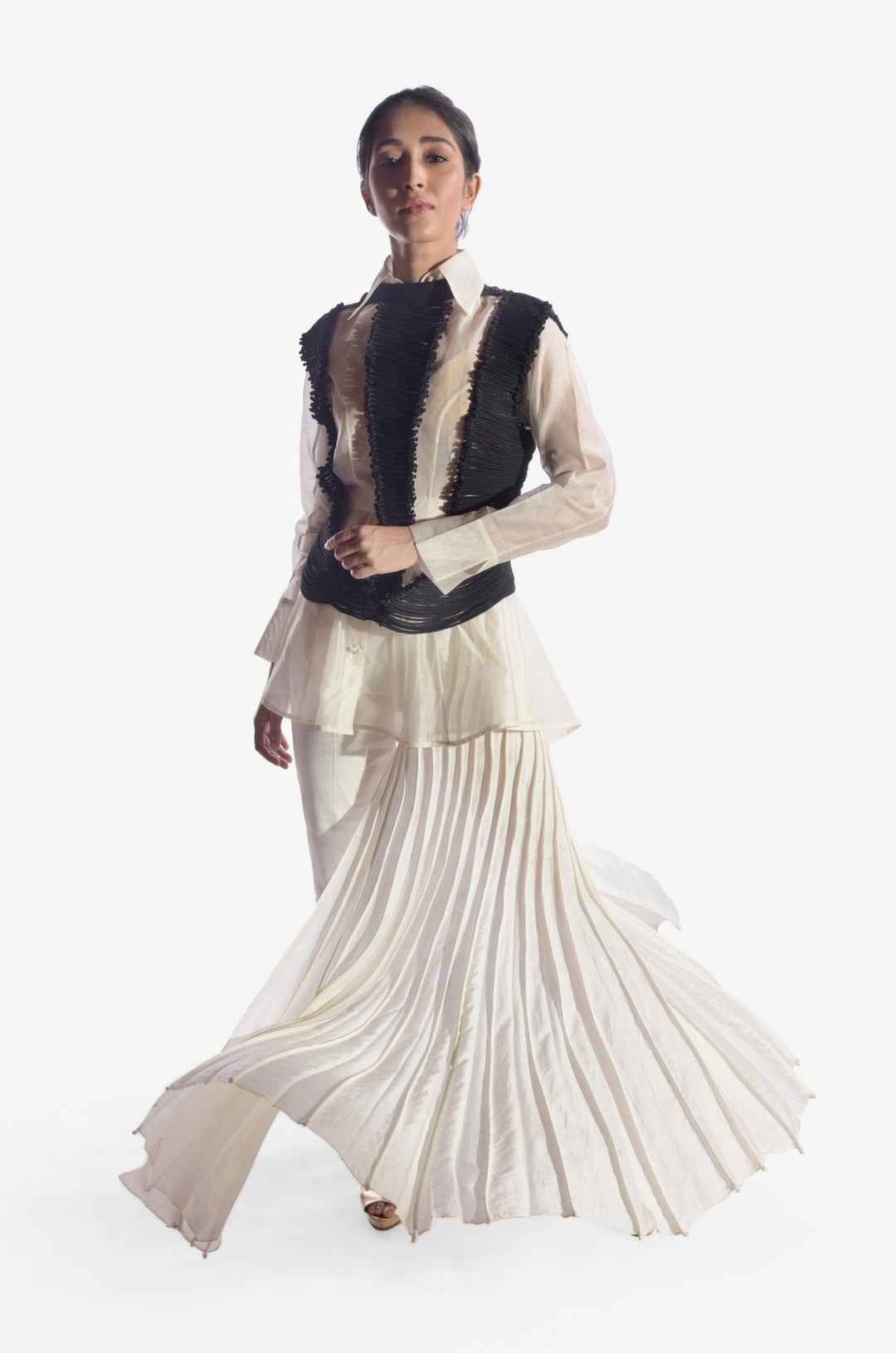 Silk Corded Cut Sleeved Jacket