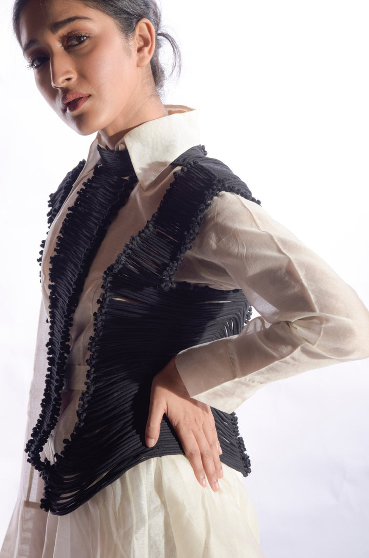 Silk Corded Cut Sleeved Jacket