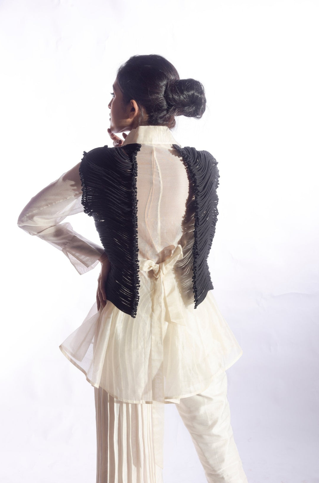 Silk Corded Cut Sleeved Jacket