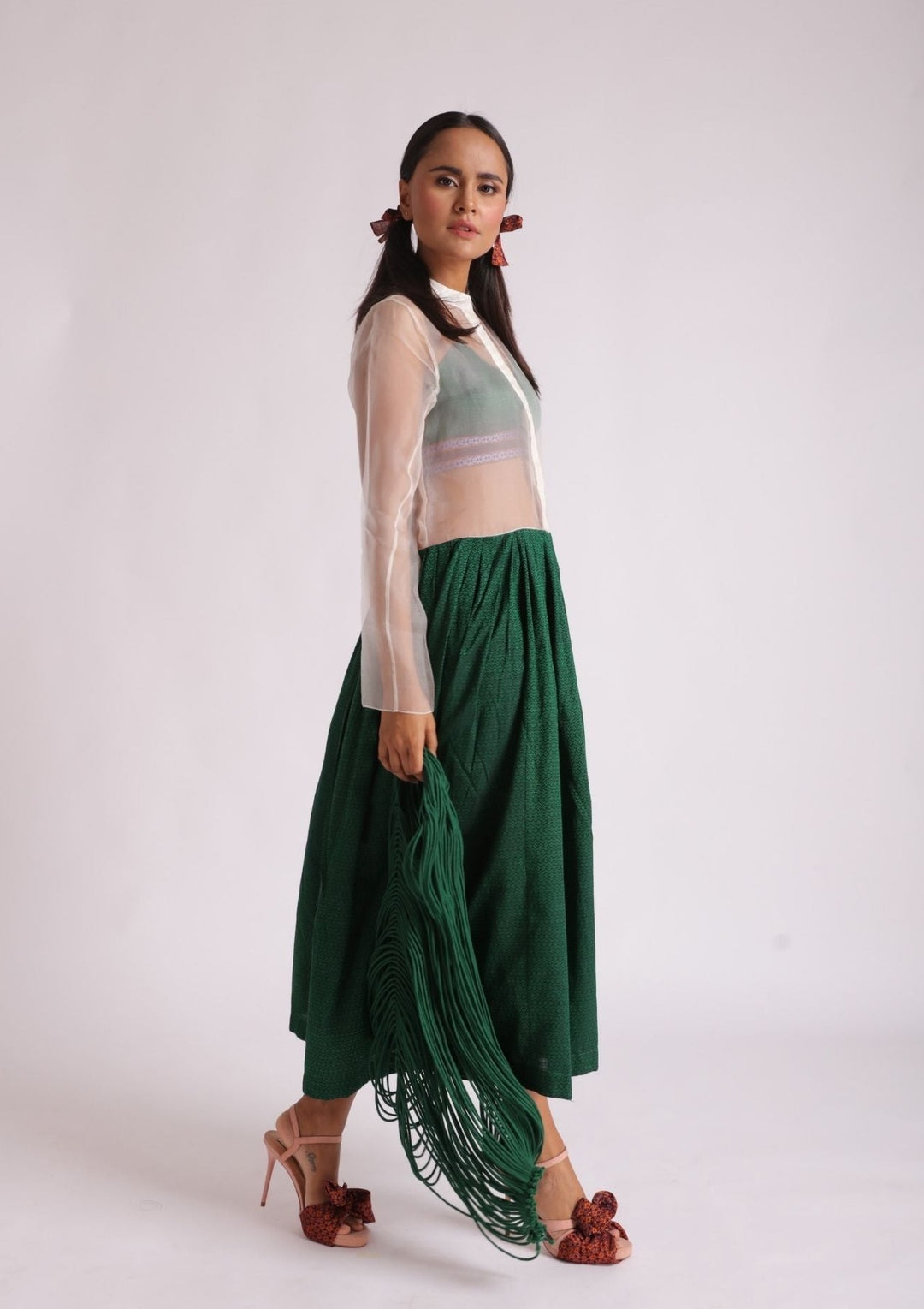 Khun and Chanderi Green Silk Dress