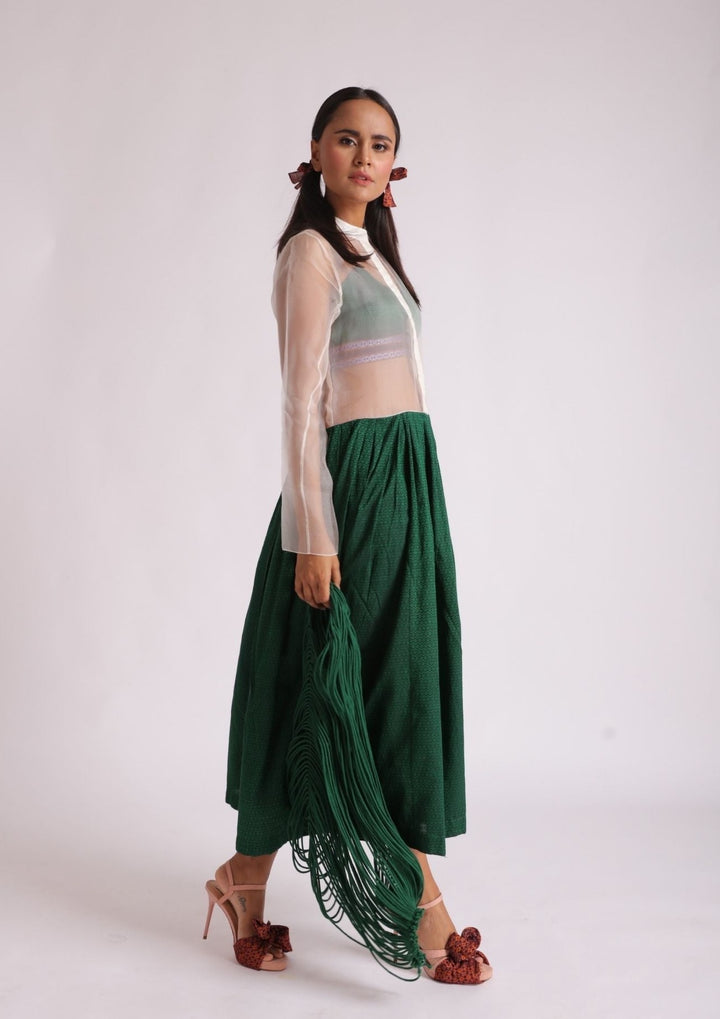 Khun and Chanderi Green Silk Dress