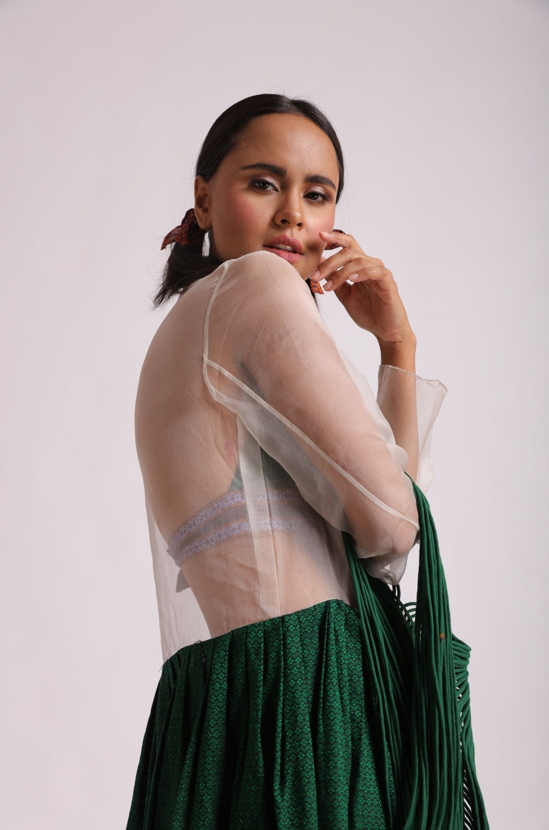 Khun and Chanderi Green Silk Dress