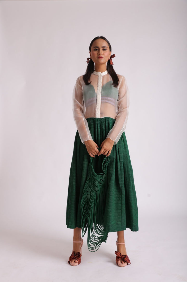 Khun and Chanderi Green Silk Dress