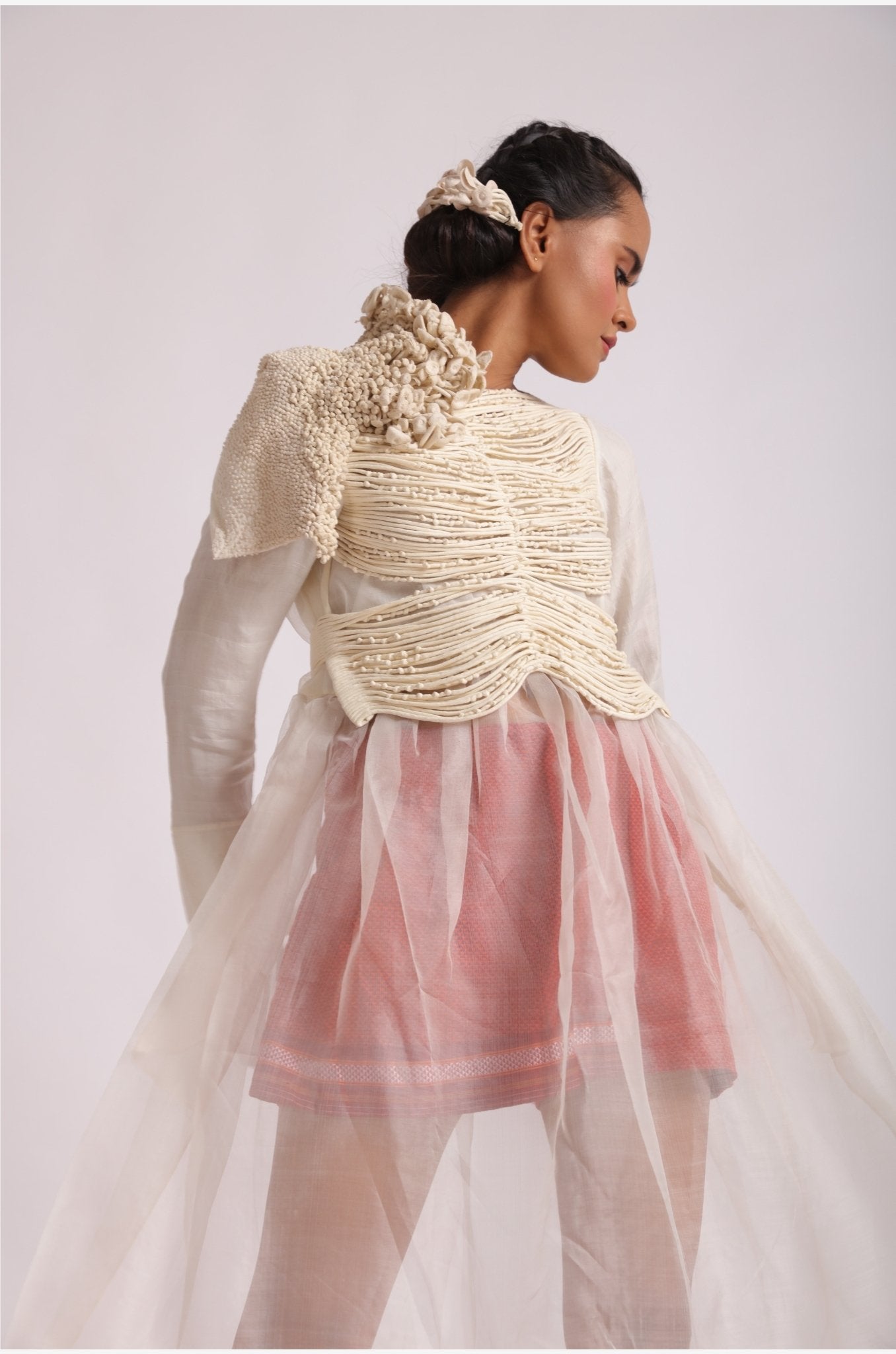 Chanderi Silk Corded Overlay Top