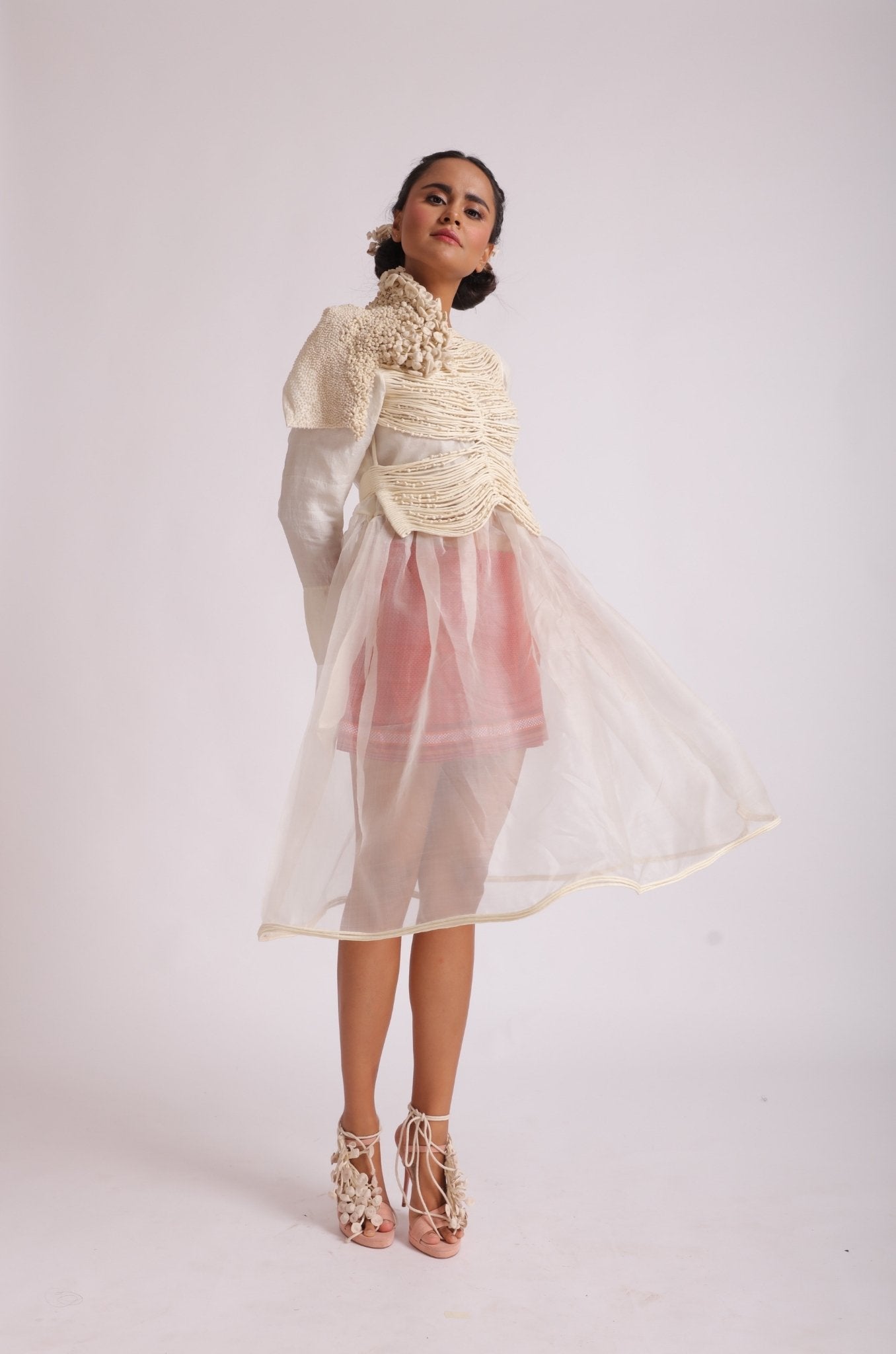 Chanderi Silk Corded Overlay Top