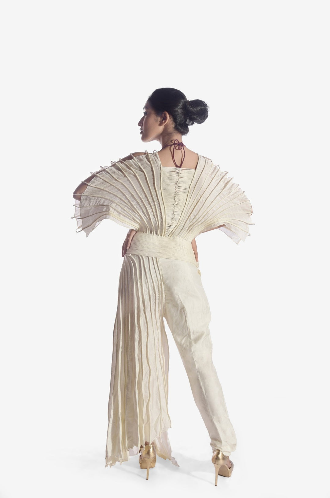 Corded Cape with Tapered Waist and Trail