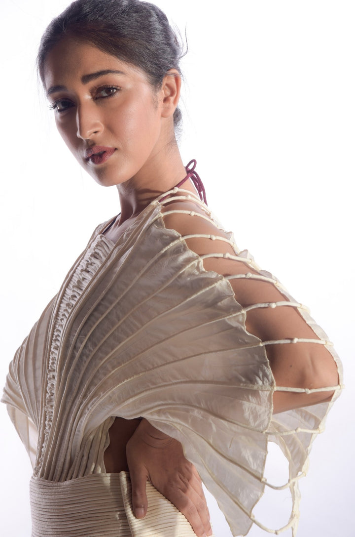 Corded Cape with Tapered Waist and Trail